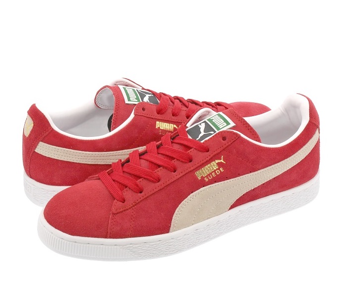 puma suede red and white