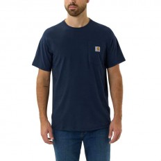 לצפייה במוצר חולצת טישירט כיס קלאסית Carhartt לגברים (K87) בצבע כחול נייבי (Navy) ועמידה