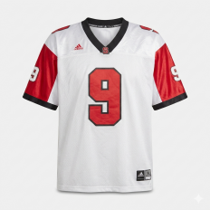 לצפייה במוצר חולצת פוטבול רשמית אדידס NC State Wolfpack, מספר 9, לבן ואדום