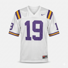 לצפייה במוצר חולצת פוטבול נייקי LSU Tigers, מספר 19, לבן עם סגול וצהוב